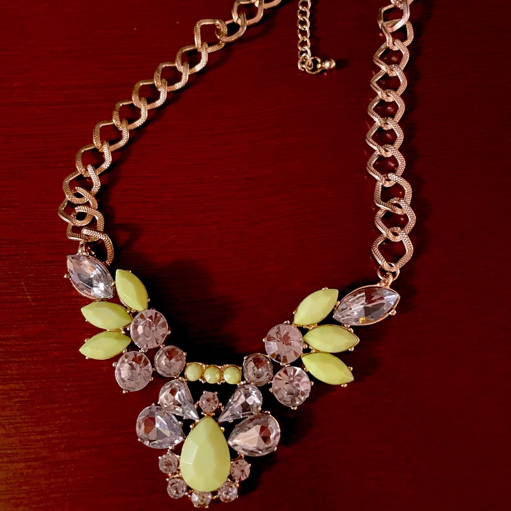 Vintage Stone Necklace with Gold Plated Chain